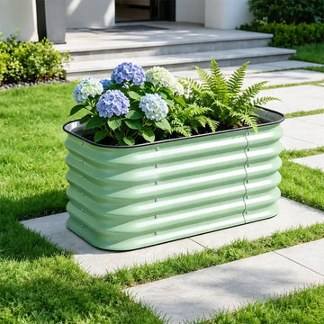 Galvanized Steel Garden Planter Box Tall Metal Raised Garden Bed for Planting Plants Vegetables