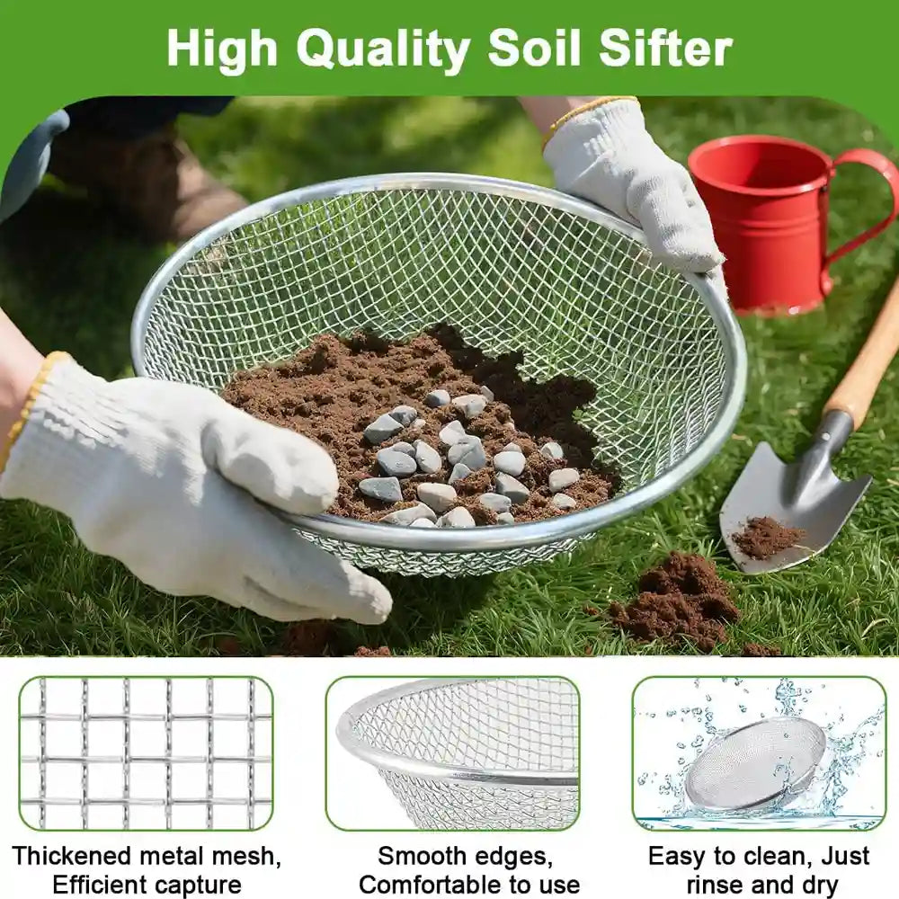 Garden Soil Sifter for Rocks Compost Sieve Garden Potting Lawn Soil Sieve Garden Sieve