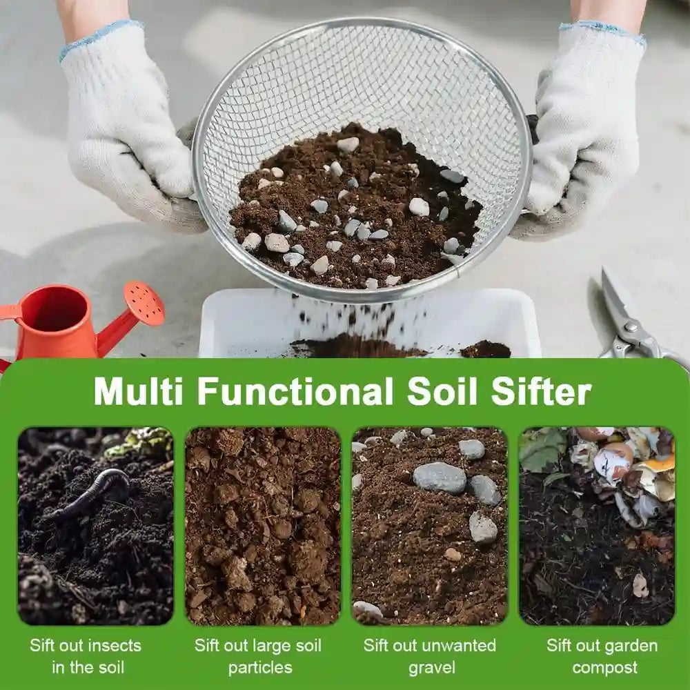 Garden Soil Sifter for Rocks Compost Sieve Garden Potting Lawn Soil Sieve Garden Sieve